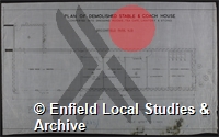 Plan for demolished stable and coach house in Broomfield Park