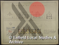 Plan of proposed rebuilding on nos. 27 to 28 at Carpenters Gardens Winchmore Hill